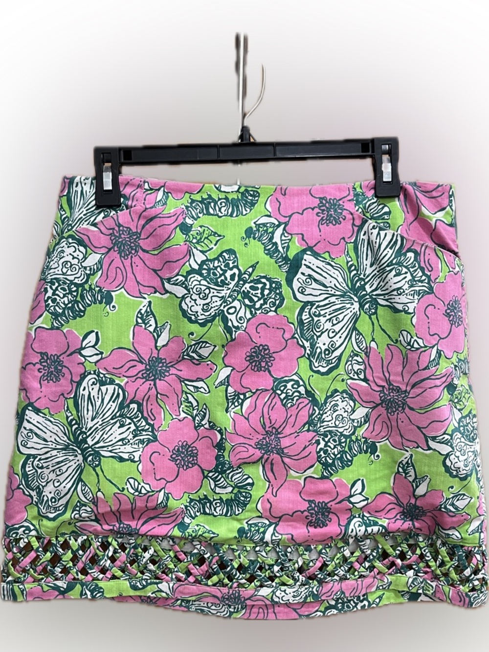 Lilly Pulitzer Bloomin Cocoonin Pink & Green Printed Mini Skirt 6